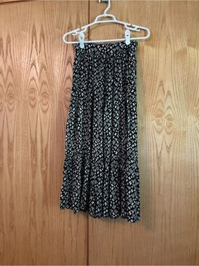 Angie Black Maxi Skirt with White Floral Print